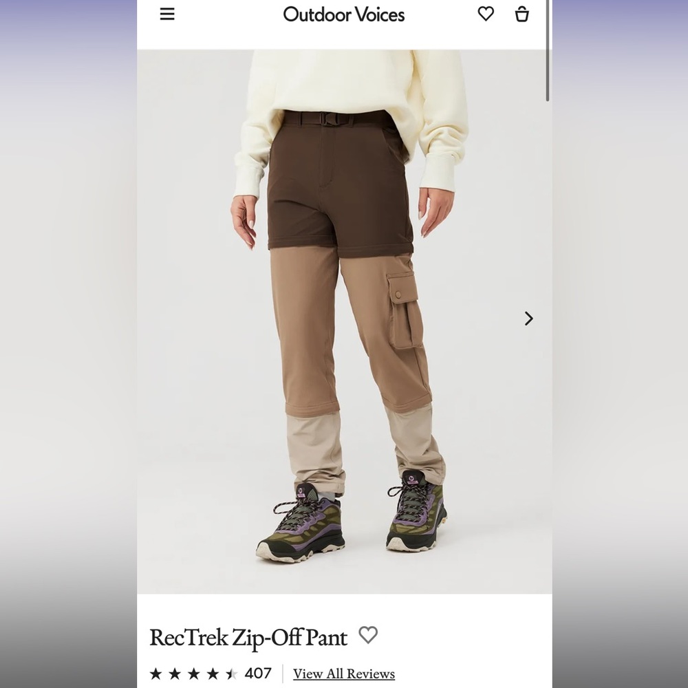 Outdoor Voices RecTrek Zip-Off Pants